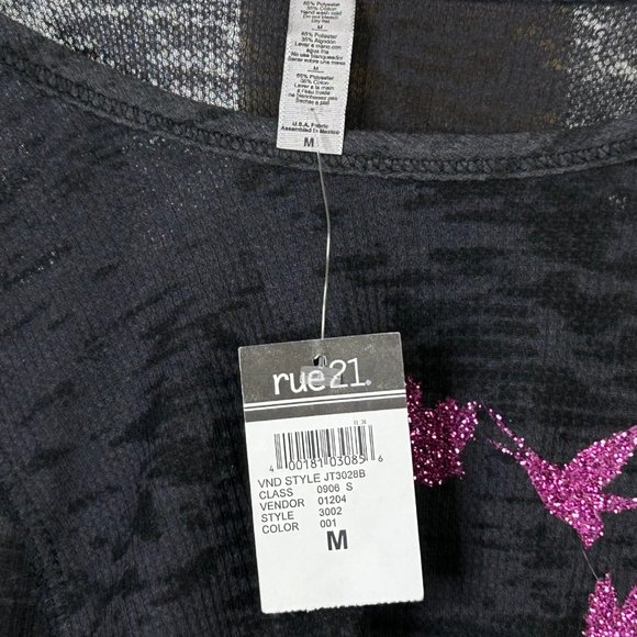 Rue 21 Women's Juniors M Black Purple Sparkle Hakuna Matata Blouse Shirt - Picture 9 of 12